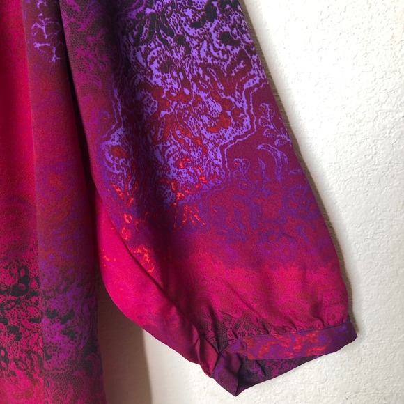 NWT Catherines 2XWP Petite Blouse Top Pink Purple V Neck Longs-sleeve Womens - Picture 11 of 16